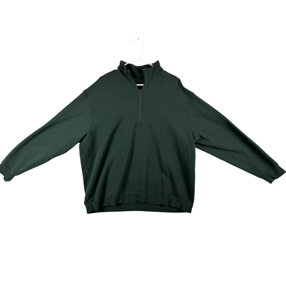 Lululemon Mens Dark Forest Green Quarter Zip Pullover Sweatshirt Relaxed Fit XXL